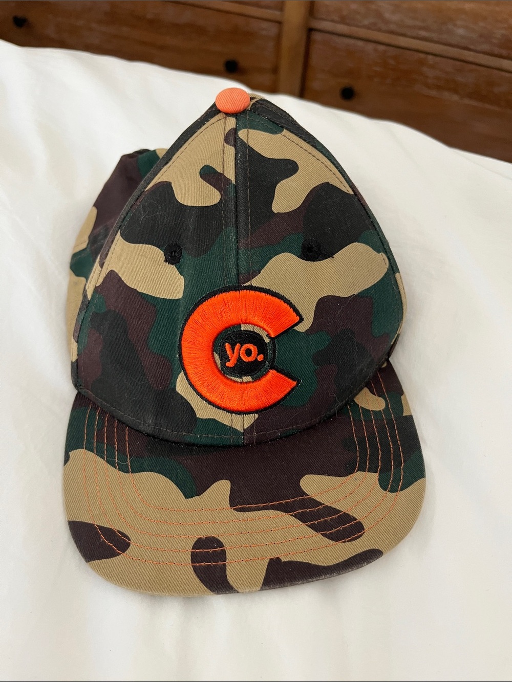 Yo Colorado Kids Camo Baseball Cap with Orange 'C yo.' Logo